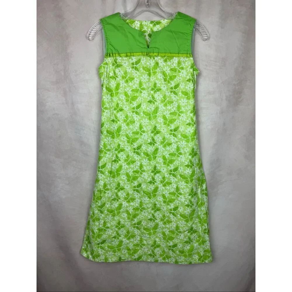 Vintage Girls Butterfly Dress Size 10 Handmade 90s Green